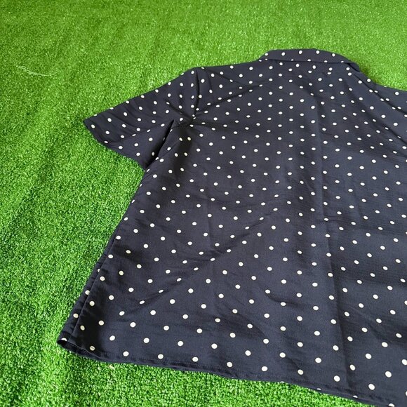 Tommy Hilfiger Women's Shirt Button Up Polka Dot Short Sleeve Navy Blue Size L - Picture 10 of 11